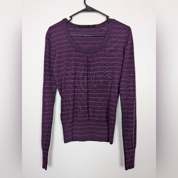 Icebreaker Merino Wool Striped Purple Sweater - Picture 1 of 3